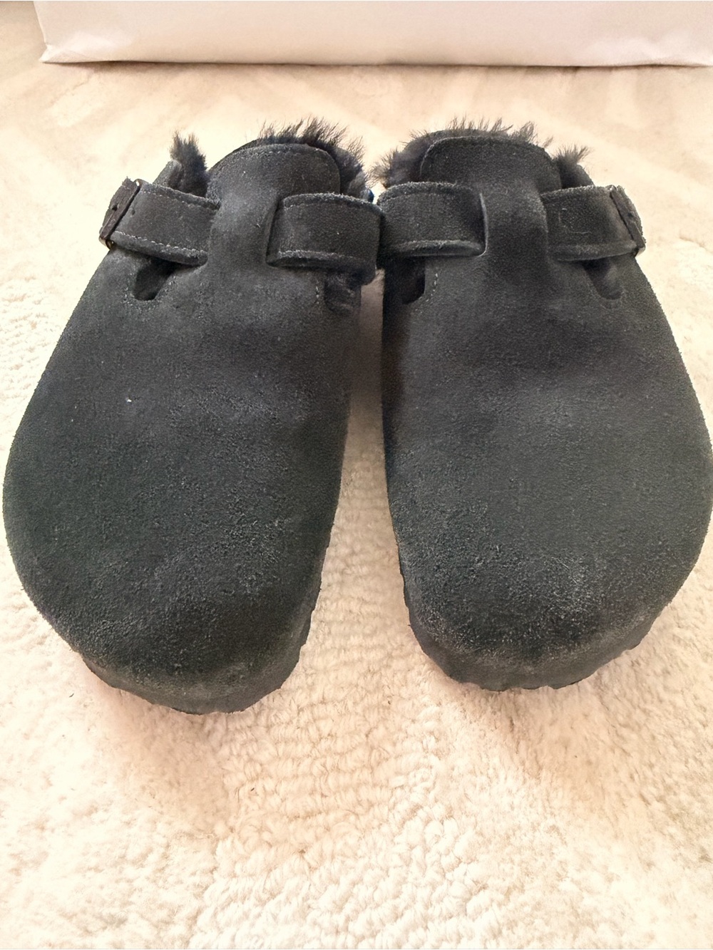 Birkenstock Boston Shearling Black Suede Clogs Size 38 US 7 - Picture 3 of 8